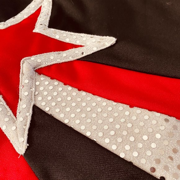Spirit Innovations Red White Black Star Cheerleading Uniform Circle Skirt - Picture 6 of 12